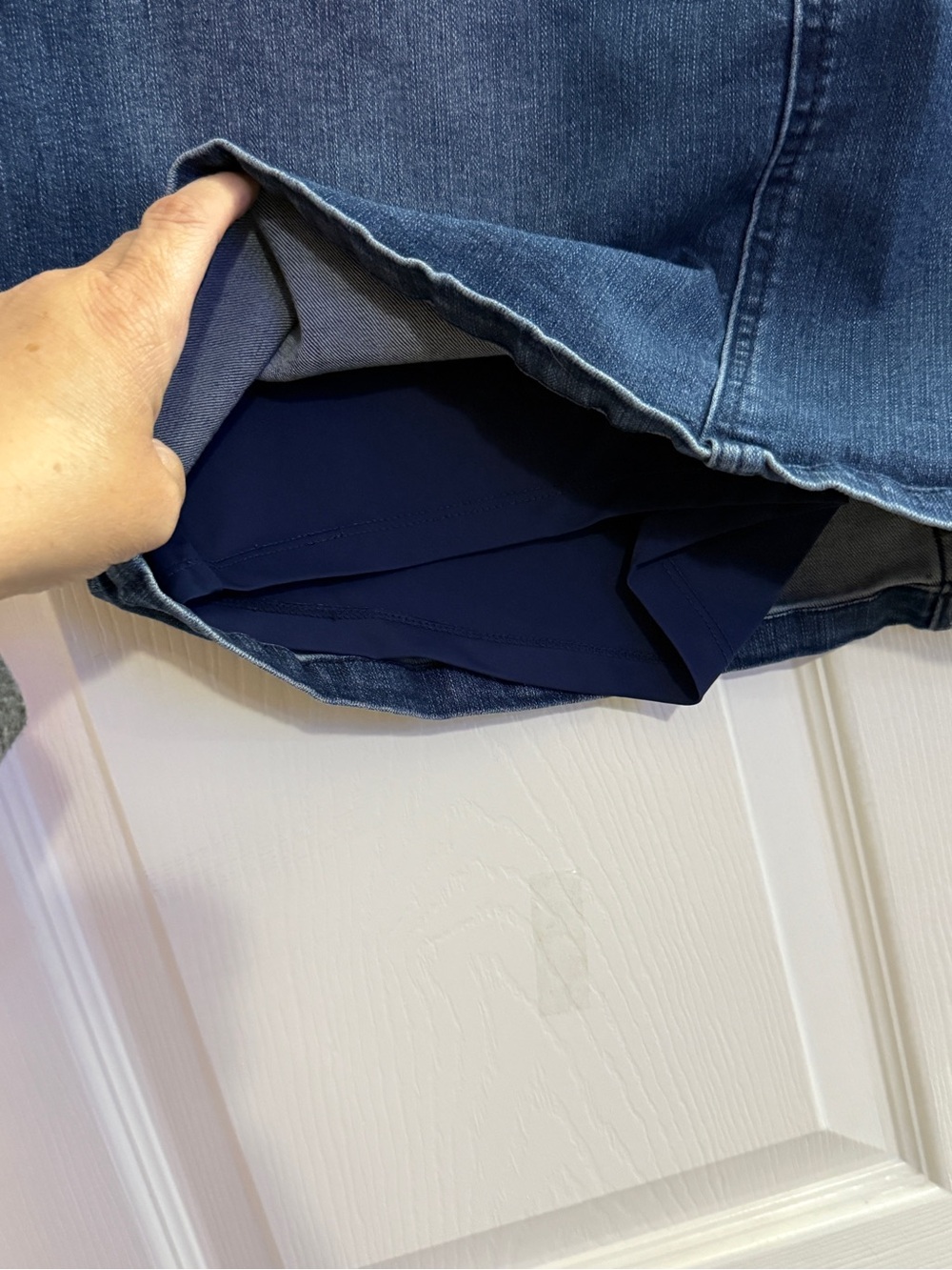 Classic Dark Blue Denim Skort- Women - Picture 2 of 3